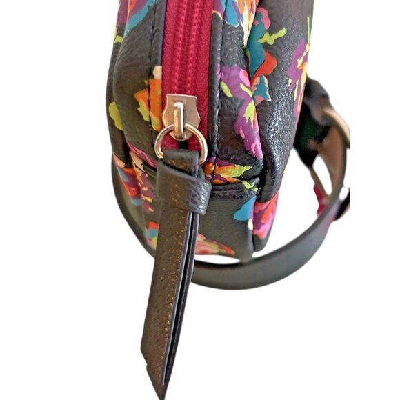 Betsey Johnson Belt Bag Black Pink Floral NWT Medium Large Zipper 7"x5" - Picture 12 of 15